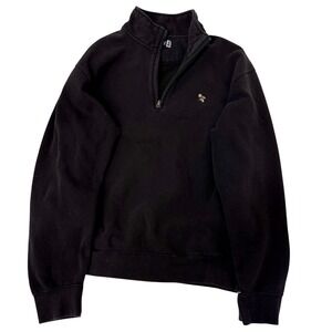 BIG DOG SPORT SWEATSHIRT MENS BLACK QUARTER ZIP FLEECE EMBROIDERED LOGO SIZE L